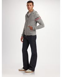 Moncler | Gray Hooded Bold-flag Track Jacket for Men | Lyst