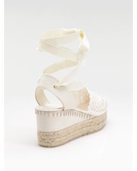 Ralph Lauren Collection | Natural Crocheted Ankle Tie Espadrilles | Lyst