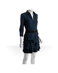 BCBGMAXAZRIA | Blue Strapless Ruffle Mini Dress | Lyst