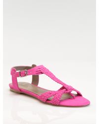 Belle By Sigerson Morrison | Pink Suede Flat Sandals | Lyst