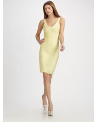 Hervé Léger | Yellow Bandage Tank Dress | Lyst