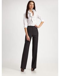 Lafayette 148 New York | White Ruffled Stretch-cotton Blouse | Lyst