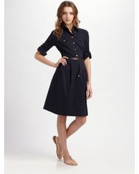Tory Burch | Blue Blythe Stretch-poplin Shirt Dress | Lyst