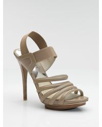 MICHAEL Michael Kors | Brown Leather & Elastic Strap Sandals | Lyst