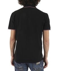 Moncler | Black Front Logo Piquet Polo for Men | Lyst