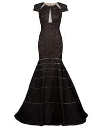 Angel Sanchez | Black Embroidered Cutout Trumpet Gown | Lyst