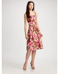 Lafayette 148 New York | Pink Lorie Pleated Floral Dress | Lyst