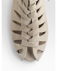 Loeffler Randall | Natural Lace-up Suede Wedge Sandals | Lyst