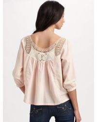 Love Sam | Pink Crochet Yoke Top | Lyst