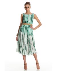 Oscar de la Renta | Green Sleeveless Pleated Dress | Lyst