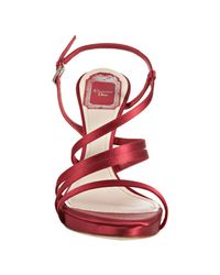 Lyst - Dior Strappy Satin Sandal in Red