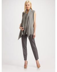 Lafayette 148 New York | Gray Plisse Check Open-draped Vest | Lyst