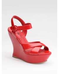 Alice + Olivia | Red Juliet Patent Leather Platform Sandals | Lyst