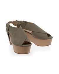 3.1 Phillip Lim | Green Wooden Platform Sandals | Lyst