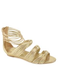 Loeffler Randall | Enid - Gold Metallic Low Wedge Sandal | Lyst