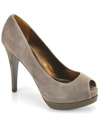 Pelle Moda | Gray Wrigley Suede Open Toe Pump | Lyst