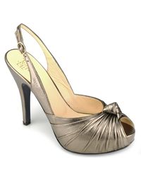 Roberto Festa | Kamelie - Pewter Metallic Leather Platform Slingback | Lyst