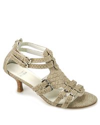 Stuart Weitzman | Green Loxley - Taupe Snake Sandal | Lyst