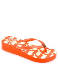 Tory Burch | Wedge Flip Flop - Orange Wedge Rubber Thong Sandal | Lyst