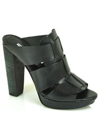 Vera Wang Lavender | Celeste - Black Leather Wood Clog | Lyst