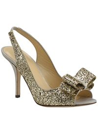 kate spade new york | Metallic Charm - Gold Glitter Peep Toe Pump | Lyst