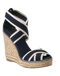 Tory Burch | Blue Contrast Espadrille - Wedge Sandal in Navy | Lyst