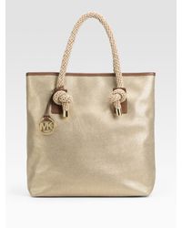 MICHAEL Michael Kors | Metallic Marina North/south Canvas Tote | Lyst