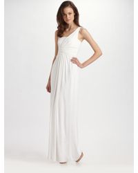 BCBGMAXAZRIA | White One-shoulder Jersey Gown | Lyst
