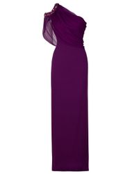Notte by Marchesa | Purple One-shoulder Overlay Gown | Lyst