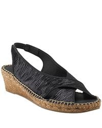 Andre Assous | Dodie - Black Metallic Linen Wedge | Lyst