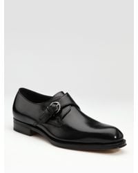 Ferragamo | Black Faenza Monk Strap Slip-ons for Men | Lyst