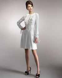 Valentino | White Ruffled Tie-neck Dress | Lyst