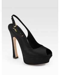 Saint Laurent | Red Palais Peep-toe Slingbacks | Lyst