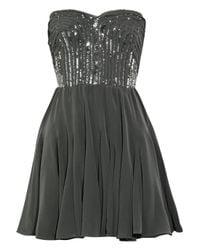 Rebecca Taylor | Gray Strapless Silk Bustier Dress | Lyst