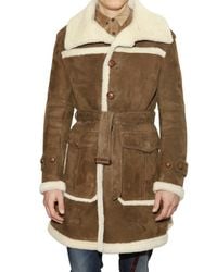 Burberry Prorsum | Brown Leather and Shearling Coat for Men | Lyst