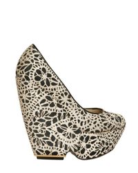Nicholas Kirkwood | Black 150mm Laser Cut Silk and Suede Wedges | Lyst
