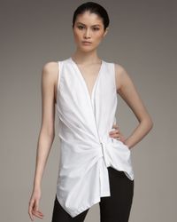 Alexander Wang - White Zip-trim Draped Blouse - Lyst