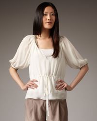 Alice + Olivia | Black Avery Beaded Peasant Top | Lyst