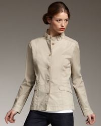 Eileen Fisher | Natural Stretch Cotton Ruffle-collar Jacket | Lyst