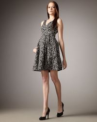 Nanette Lepore | Black County Fair Printed V-neck Dress | Lyst
