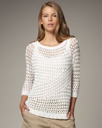 Theory | White Nimue Crocheted Sweater | Lyst