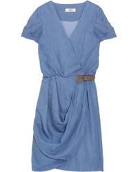 Tibi | Blue Chambray Angel Wrap Belt Dress | Lyst