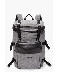 DIESEL | Gray Denim Backpack With Coated Stripe for Men | Lyst