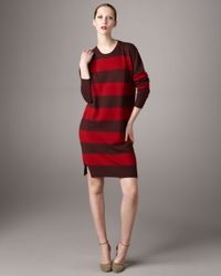 Stella McCartney | Red Wool/cashmere Striped Dress | Lyst