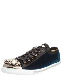 Miu Miu | Black Jewel-toe Velvet Sneaker | Lyst