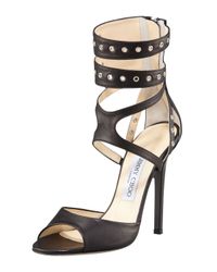 Lyst - Jimmy choo Grommet Ankle-wrap Sandal in Black