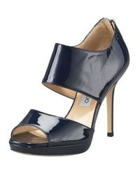 Jimmy Choo | Blue Private Patent Leather Sandals | Lyst