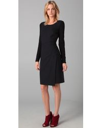 DKNY | Blue Pinstriped Fold Dress | Lyst