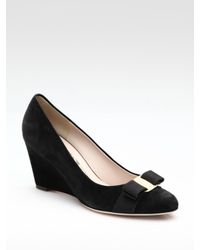 Ferragamo | Black Leather Wedge | Lyst