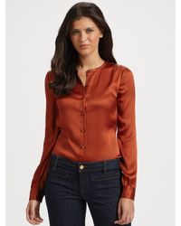 Tory Burch | Natural Waverly Silk Satin Blouse | Lyst